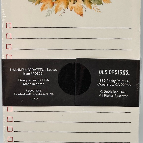 Rae Dunn Notepad Set THANKFUL/GRATEFUL Autumn Leaves - Picture 3 of 5